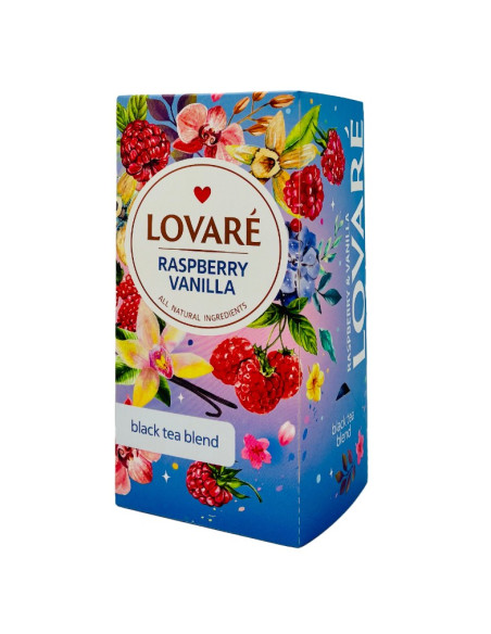 Herbata LOVARE Raspberry Vanilla czarna o aromacie malin i wanilii 24tb