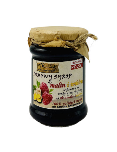 Domowy syrop tradycyjny z malin i imbiru TRUSK 230ml